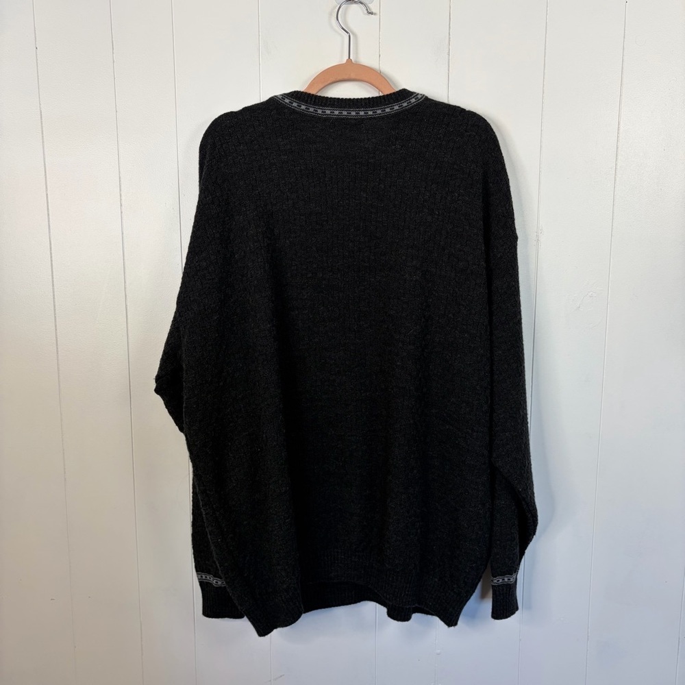 Vintage Gray Crew Neck Pullover Sweater Nordic Wool Blend 1990s Preppy Mens 2X - Picture 7 of 11